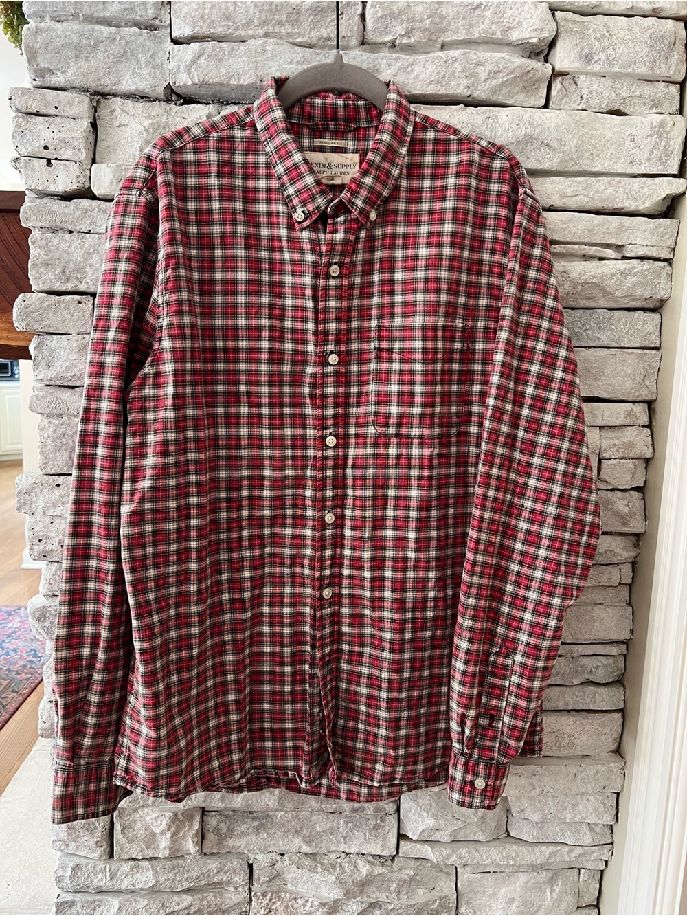 Denim & Supply Ralph Lauren Plaid Cotton Button-Down Workshirt Red & Black